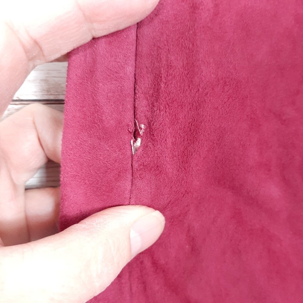 ba&sh Susette Suede Skirt Small Raspberry Leather Ruffle 16A - Picture 5 of 8